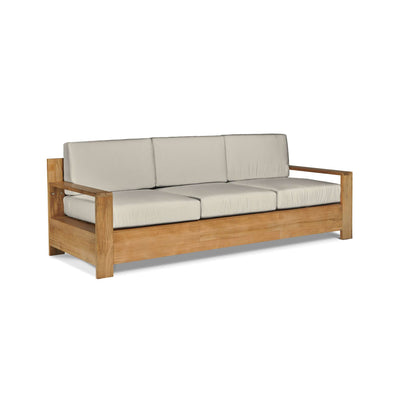 Qube 3-Person Teak Outdoor Sofa with Sunbrella® Canvas Cushion
