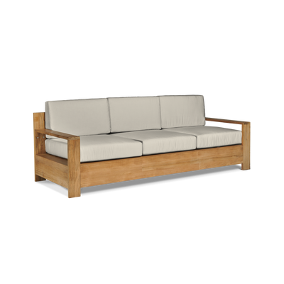 Qube 3-Person Teak Outdoor Sofa with Sunbrella® Canvas Cushion