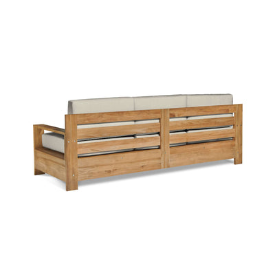 Qube 3-Person Teak Outdoor Sofa with Sunbrella® Canvas Cushion