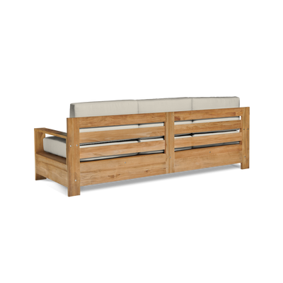Qube 3-Person Teak Outdoor Sofa with Sunbrella® Canvas Cushion