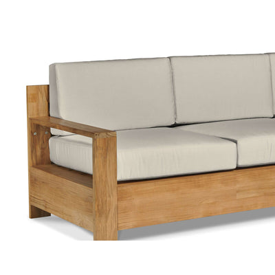 Qube 3-Person Teak Outdoor Sofa with Sunbrella® Canvas Cushion