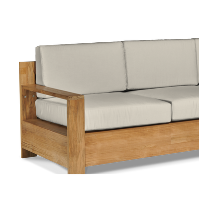 Qube 3-Person Teak Outdoor Sofa with Sunbrella® Canvas Cushion