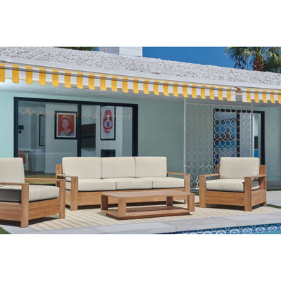 Qube 3-Person Teak Outdoor Sofa with Sunbrella® Canvas Cushion