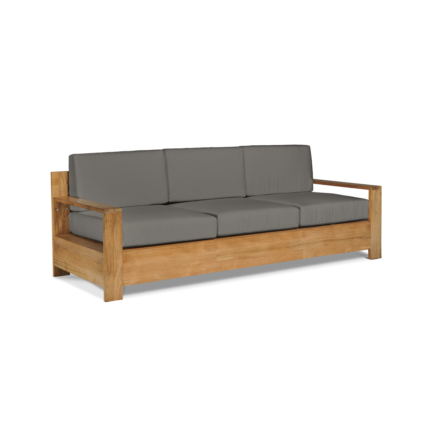 Qube 3-Person Teak Outdoor Sofa with Sunbrella® Canvas Cushion