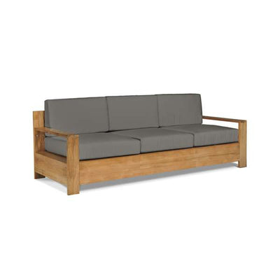 Qube 3-Person Teak Outdoor Sofa with Sunbrella® Canvas Cushion