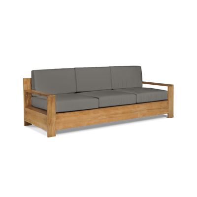 Qube 3-Person Teak Outdoor Sofa with Sunbrella® Canvas Cushion