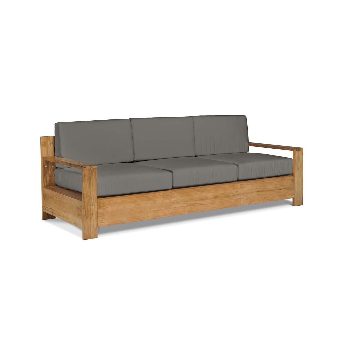 Qube 3-Person Teak Outdoor Sofa with Sunbrella® Canvas Cushion