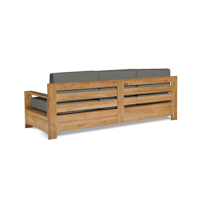 Qube 3-Person Teak Outdoor Sofa with Sunbrella® Canvas Cushion