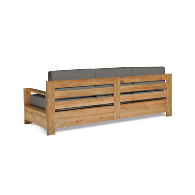 Qube 3-Person Teak Outdoor Sofa with Sunbrella® Canvas Cushion