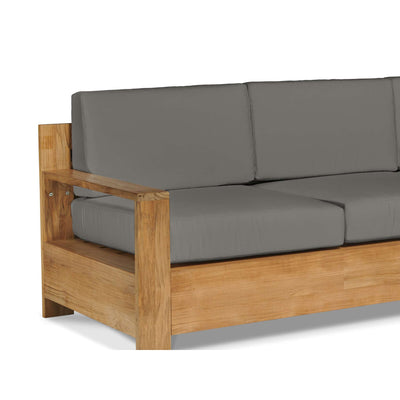 Qube 3-Person Teak Outdoor Sofa with Sunbrella® Canvas Cushion