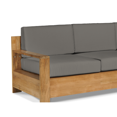 Qube 3-Person Teak Outdoor Sofa with Sunbrella® Canvas Cushion