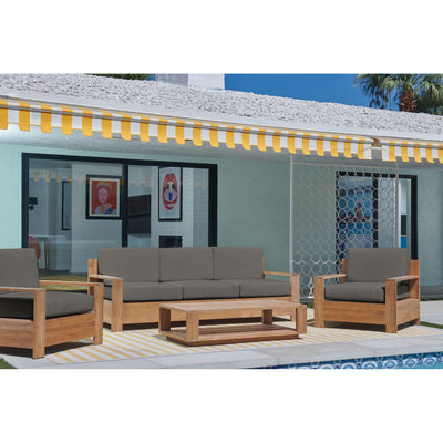 Qube 3-Person Teak Outdoor Sofa with Sunbrella® Canvas Cushion