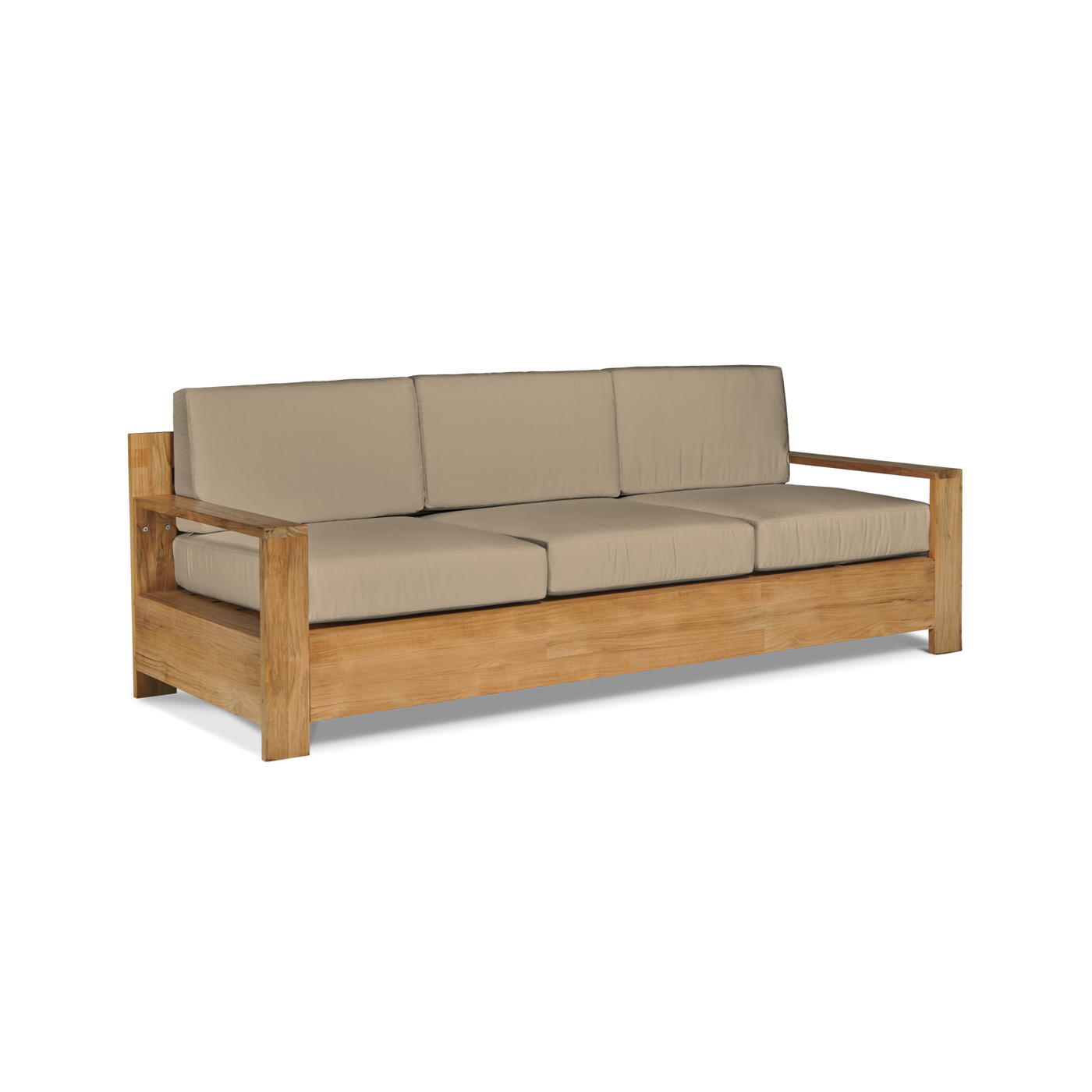 Qube 3-Person Teak Outdoor Sofa with Sunbrella® Canvas Cushion