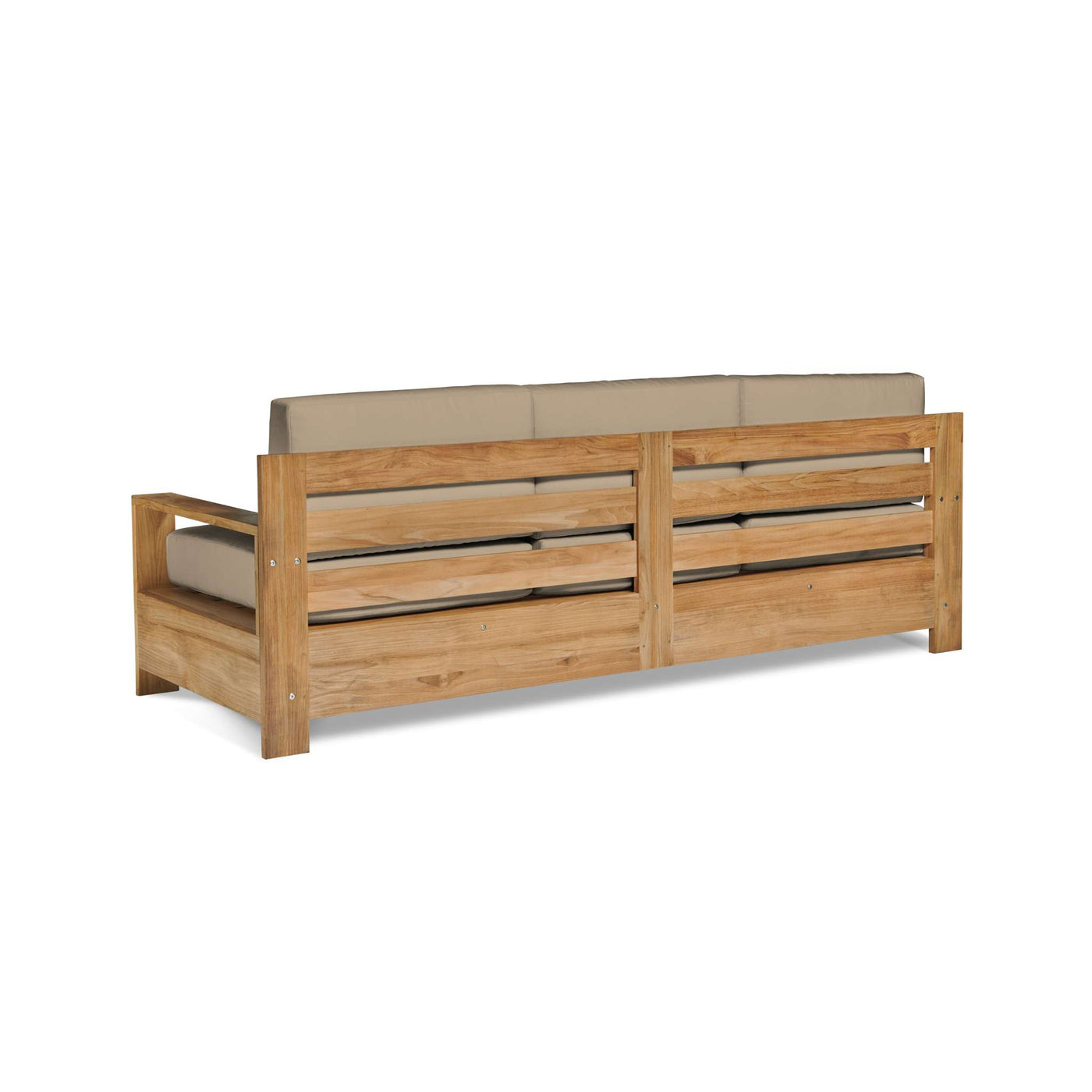 Qube 3-Person Teak Outdoor Sofa with Sunbrella® Canvas Cushion
