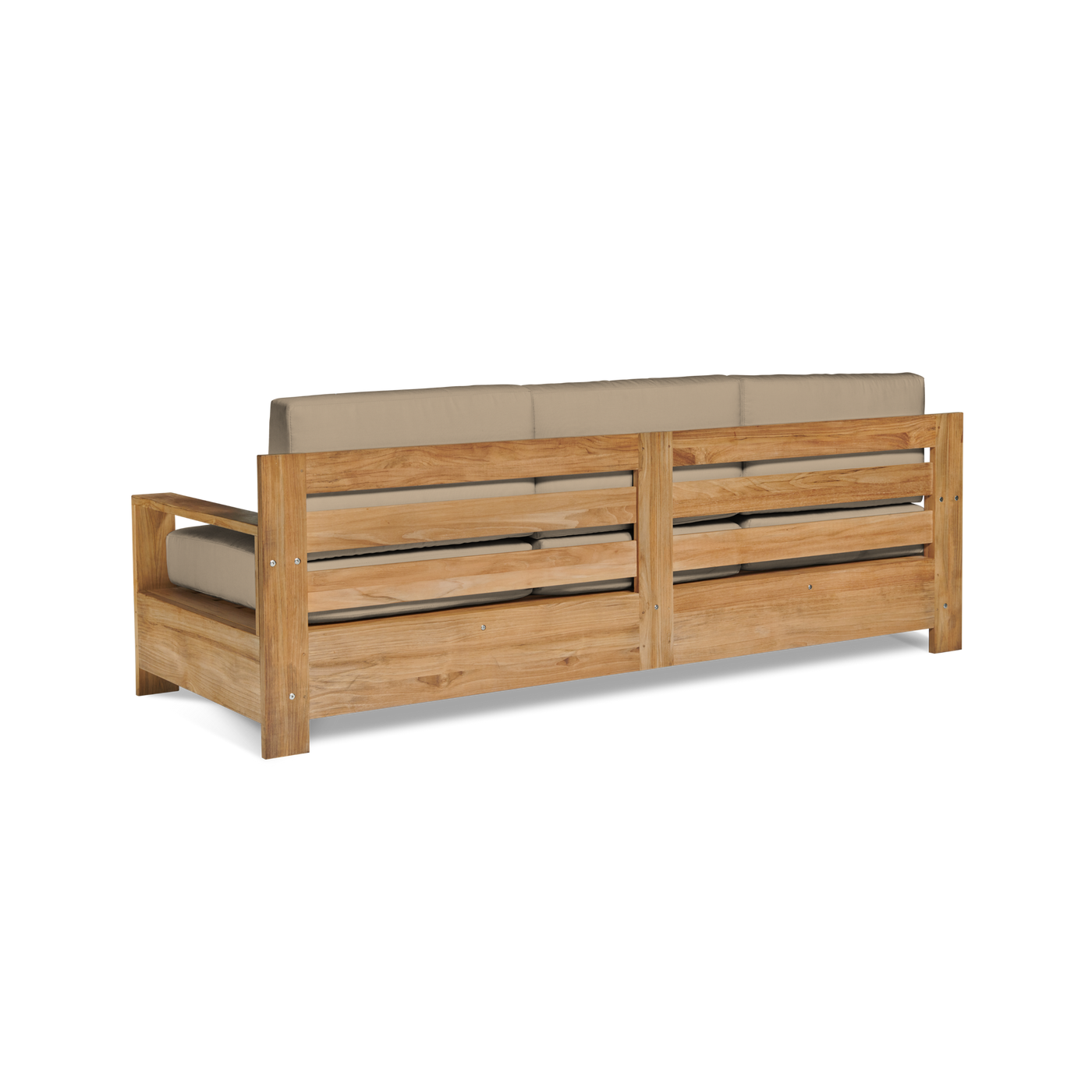 Qube 3-Person Teak Outdoor Sofa with Sunbrella® Canvas Cushion