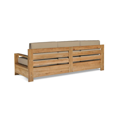 Qube 3-Person Teak Outdoor Sofa with Sunbrella® Canvas Cushion