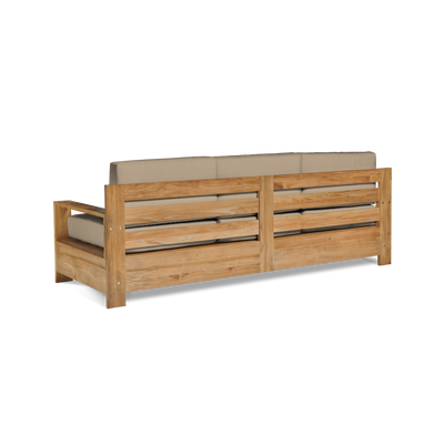 Qube 3-Person Teak Outdoor Sofa with Sunbrella® Canvas Cushion