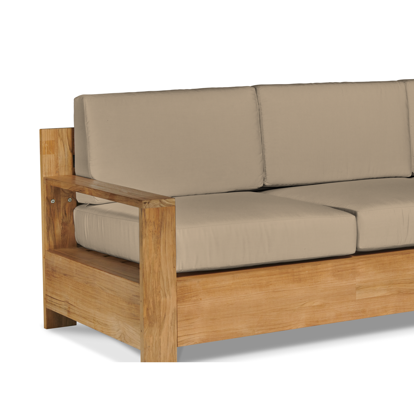 Qube 3-Person Teak Outdoor Sofa with Sunbrella® Canvas Cushion