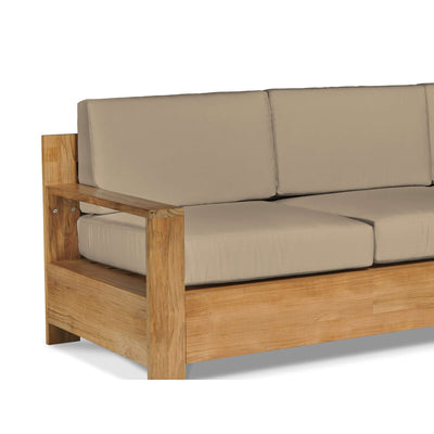 Qube 3-Person Teak Outdoor Sofa with Sunbrella® Canvas Cushion
