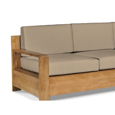 Qube 3-Person Teak Outdoor Sofa with Sunbrella® Canvas Cushion