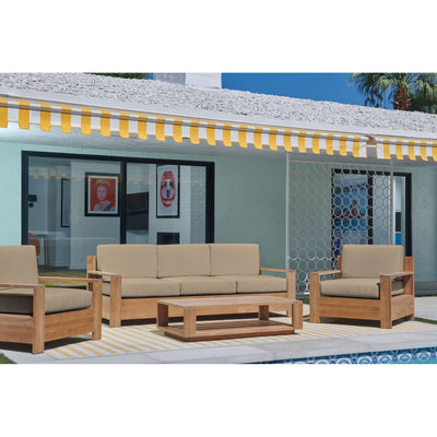 Qube 3-Person Teak Outdoor Sofa with Sunbrella® Canvas Cushion
