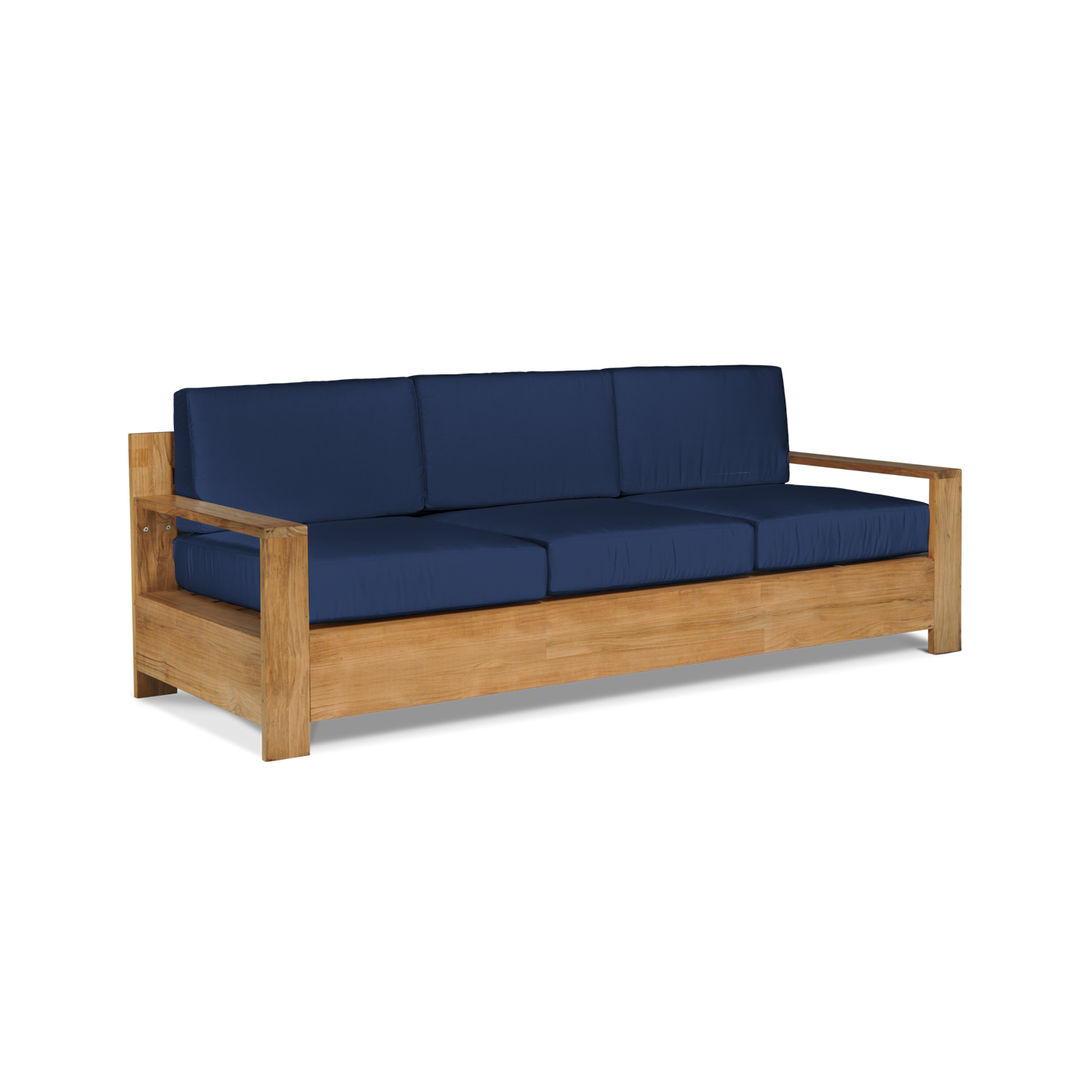 Qube 3-Person Teak Outdoor Sofa with Sunbrella® Canvas Cushion