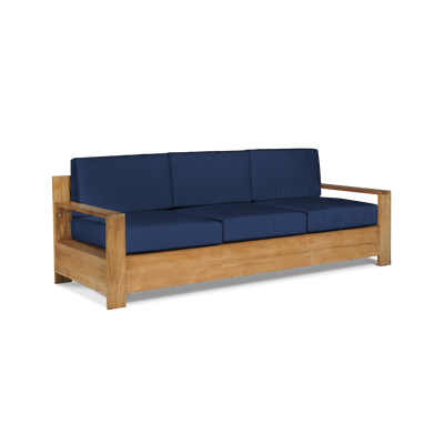 Qube 3-Person Teak Outdoor Sofa with Sunbrella® Canvas Cushion