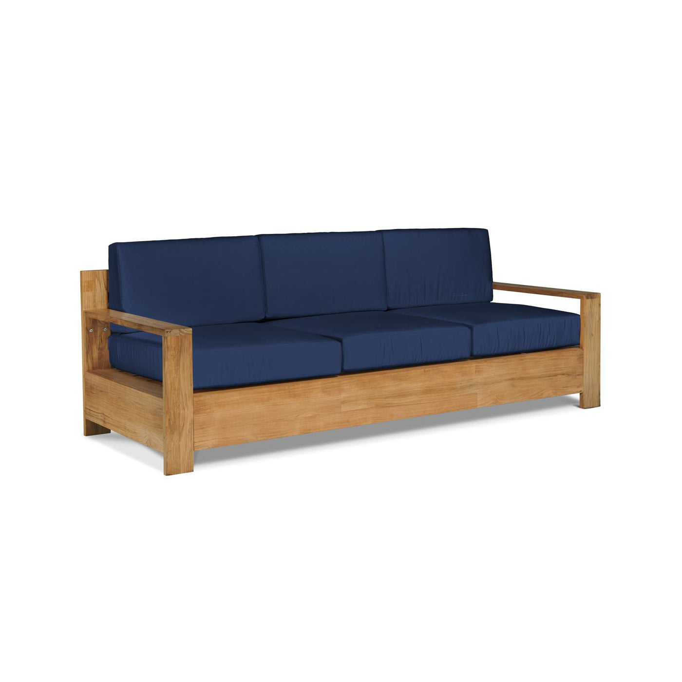 Qube 3-Person Teak Outdoor Sofa with Sunbrella® Canvas Cushion
