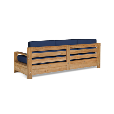 Qube 3-Person Teak Outdoor Sofa with Sunbrella® Canvas Cushion