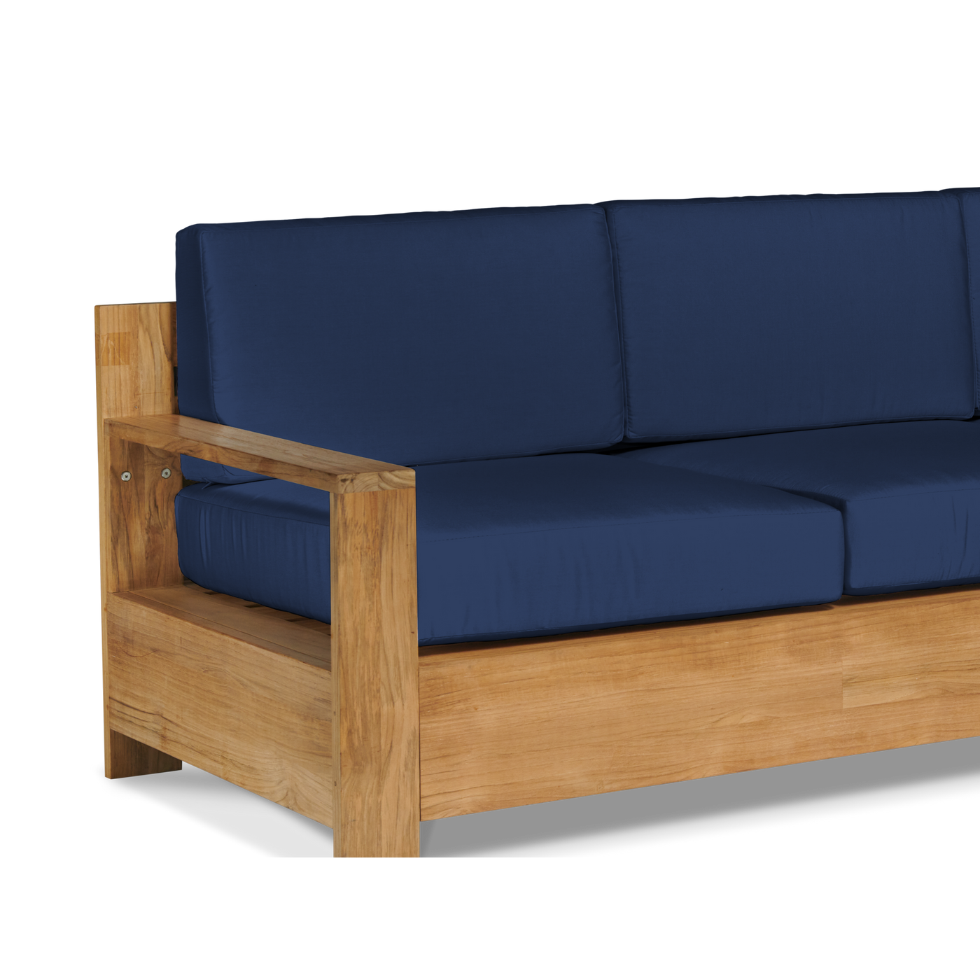 Qube 3-Person Teak Outdoor Sofa with Sunbrella® Canvas Cushion