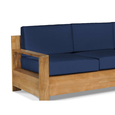 Qube 3-Person Teak Outdoor Sofa with Sunbrella® Canvas Cushion