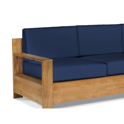 Qube 3-Person Teak Outdoor Sofa with Sunbrella® Canvas Cushion