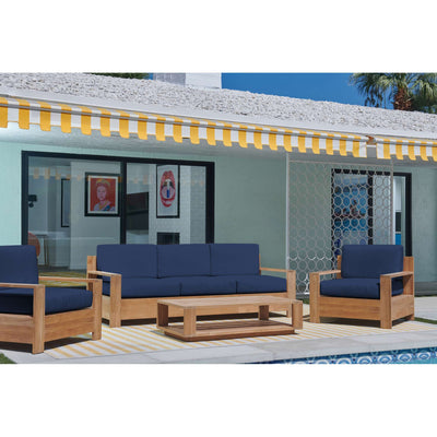 Qube 3-Person Teak Outdoor Sofa with Sunbrella® Canvas Cushion