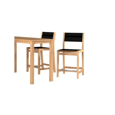 Pearl Teak Outdoor Counter Height Dining Chair in Black