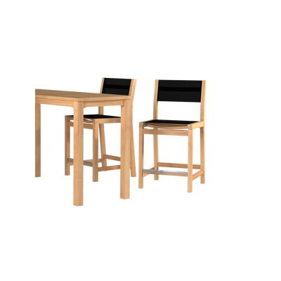 Pearl Teak Outdoor Counter Height Dining Chair in Black