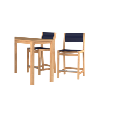 Pearl Teak Outdoor Counter Height Dining Chair in Black