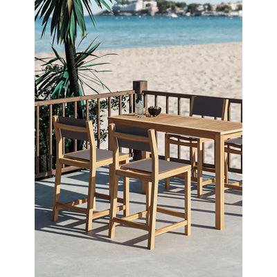 Pearl Teak Outdoor Counter Height Dining Chair in Black