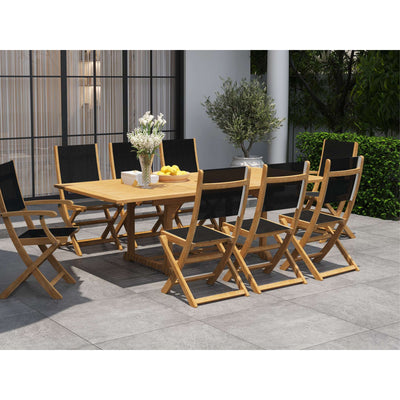 Stella Teak Outdoor Dining Folding Chair in Black