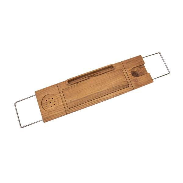Teak Tub Caddy with Stainless Steel Handle