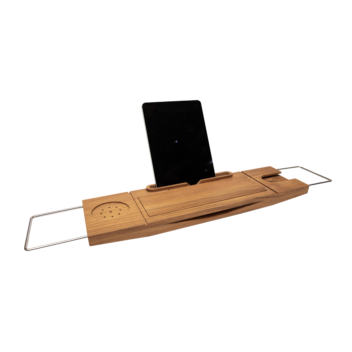 Teak Tub Caddy with Stainless Steel Handle