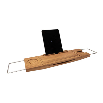 Teak Tub Caddy with Stainless Steel Handle