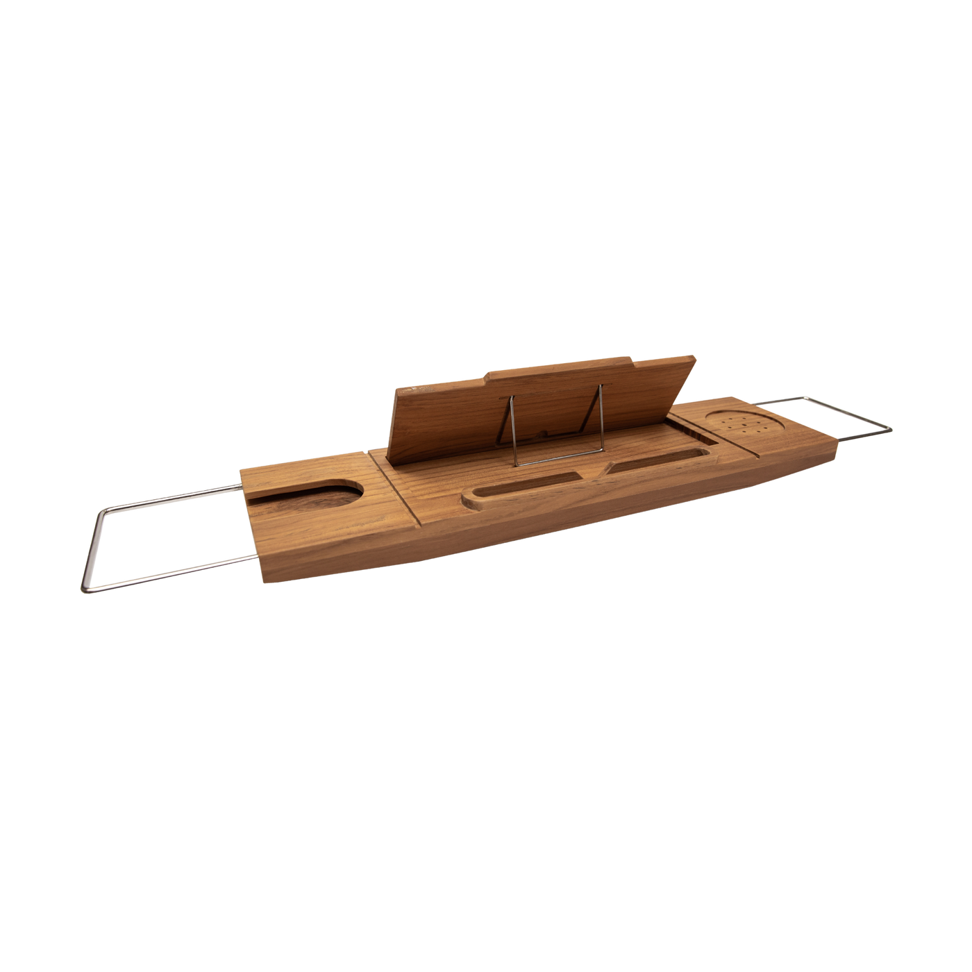 Teak Tub Caddy with Stainless Steel Handle