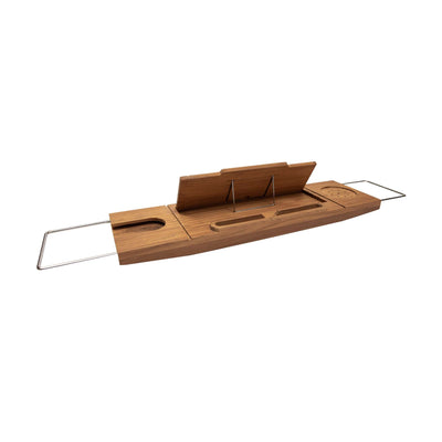 Teak Tub Caddy with Stainless Steel Handle