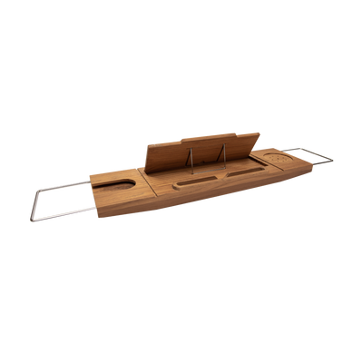 Teak Tub Caddy with Stainless Steel Handle