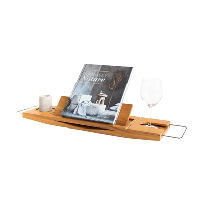 Teak Tub Caddy with Stainless Steel Handle