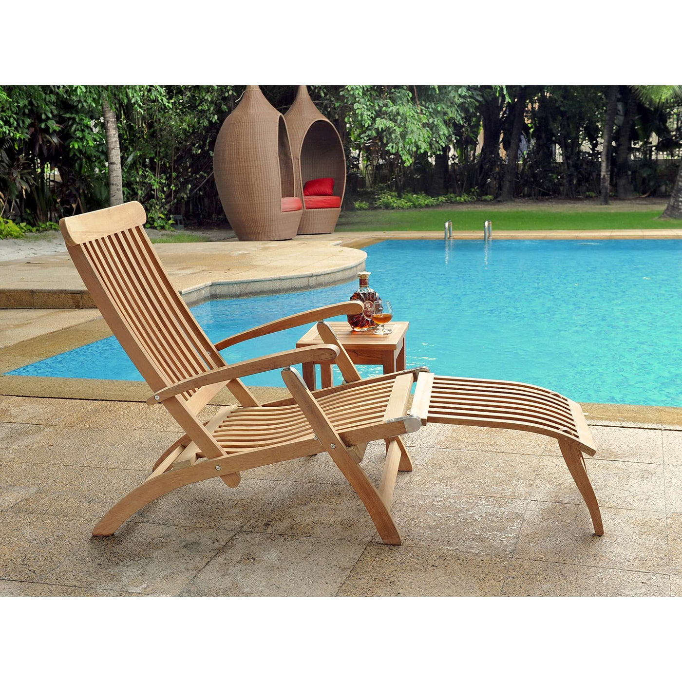 Anders Teak Outdoor Folding Lounge Deck Chair