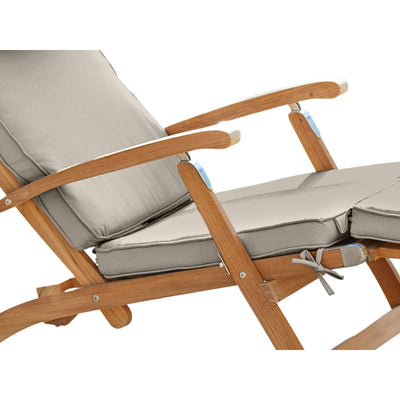 Anders Teak Outdoor Folding Lounge Deck Chair with Sunbrella® Antique Beige Cushion