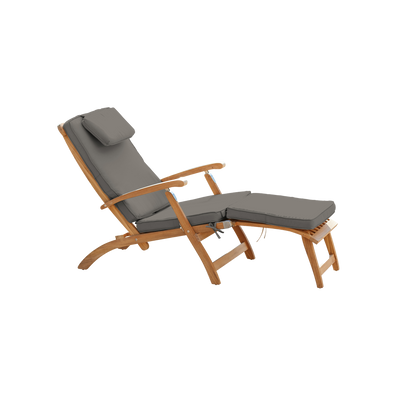 Anders Teak Outdoor Folding Lounge Deck Chair with Sunbrella® Antique Beige Cushion