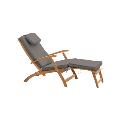 Anders Teak Outdoor Folding Lounge Deck Chair with Sunbrella® Antique Beige Cushion