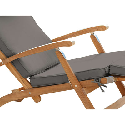 Anders Teak Outdoor Folding Lounge Deck Chair with Sunbrella® Antique Beige Cushion